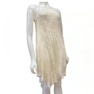 Rebellion  Boho Lace Sleeveless Cream Asymmetrical Dress Size Small